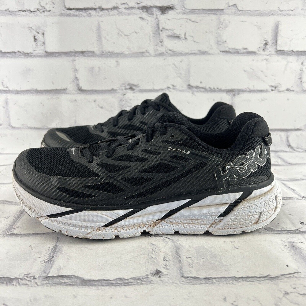 Hoka One One Clifton 3 Womens Size 8 Running Athletic Shoes Sneakers Black